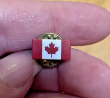 Vintage Tiny Canadian Flag With Red Maple Leaf Lapel Hat Pin Jewelry