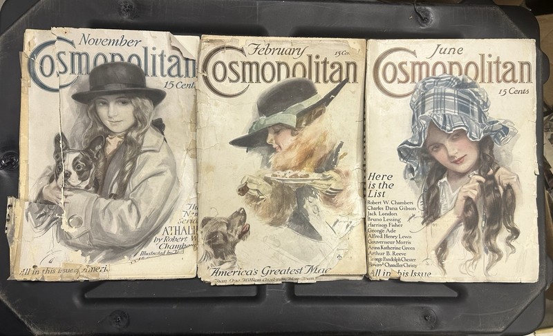 Cosmopolitan Magazine June 1913, Nov 1914, Feb 1916, Kodak Girl Rudyard Kipling