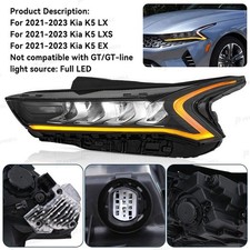Full Led Headlight Lamp Assembly Driver Left Side For 2021-2023 Kia K5 Lx Ex Lxs