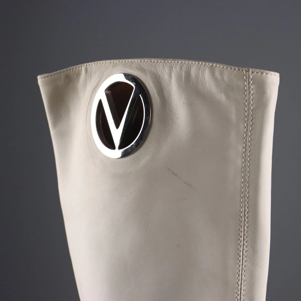 Bottes Valentino Vintage Cuir Blanc N. 38 Italie Années 1960 Originals - Photo 4/4