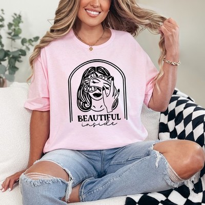 Schönes innen Damen ringgesponnenes T-Shirt Blumen Gehirn Kunst Geschenk für sie