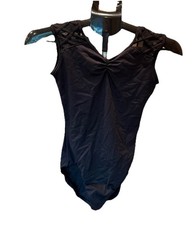 So Danca Black Mesh Shoulder Leotard Women  s Size M Ballet Dancewear EUC