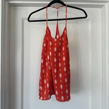 Collective Concepts Tank Top Womens S Small Red Geometric Print Halter Spaghetti