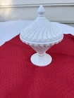 Vintage Westmoreland Milk Glass Swirl & Ball Pedestal Candy Dish with Lid