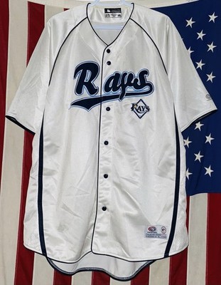 Tampa Bay Rays Jersey Mens XL 46-48 White Dynasty MLB American League Patch EUC