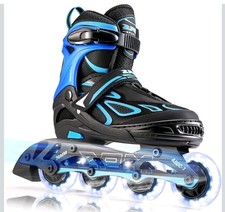 Vinal Adjustable Flashing Inline Skates for Kids and Adults - Light Up Size XL