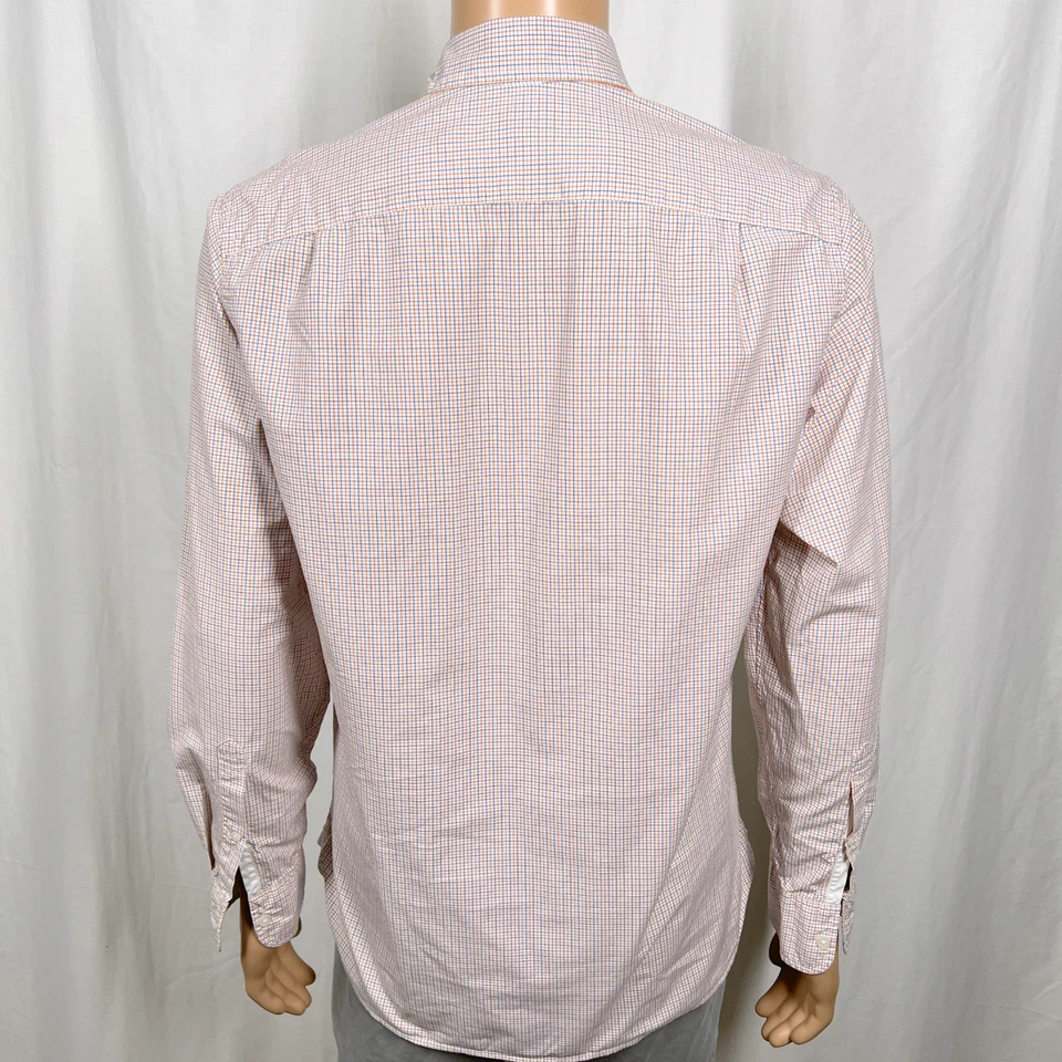 J.Crew Men's Medium Orange Blue Tattersall Check Long Sleeve Button-Up Shirt - Image 4 of 4