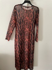 Animal Print Sheer Mesh Midi Sheath Dress Size 18