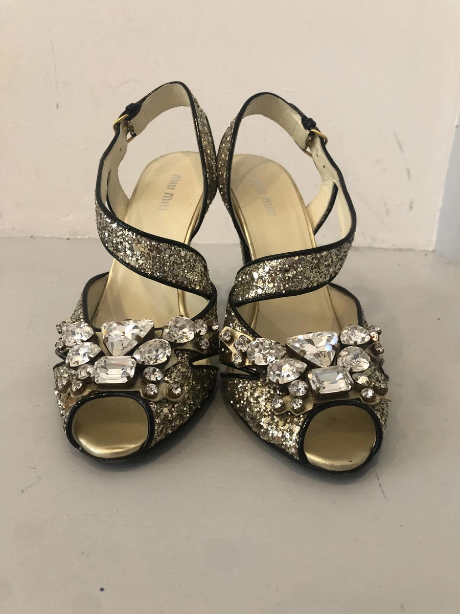 Gold Heels Miu Miu for sale | eBay