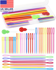 40PCS Plastic Needles – 4 Sizes with Large Eye, Plastic Sewing Needle with Threa