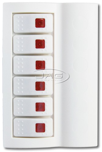 6 GANG WHITE DELUXE LED ROCKER SWITCH PANEL & CIRCUIT BREAKERS - BOAT/MARINE - Picture 4 of 7