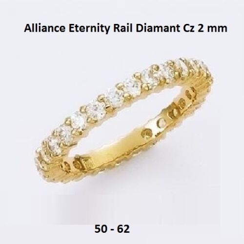 Dolly-Bijoux Alliance Eternity T54 Rail Diamant Cz 2 mm Plaqué Or 18K 5 Microns - Photo 1/3