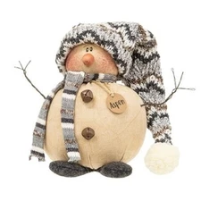 NEW PRIMITIVE SNOWMAN DOLL ASPEN Christmas 7"L x 5"W Stained Winter Rustic