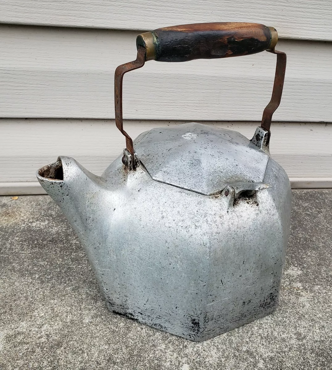 Vintage Wagner Ware Sidney-0 Puritan Tea Kettle 7 Qts Rustic Farmhouse Primitive