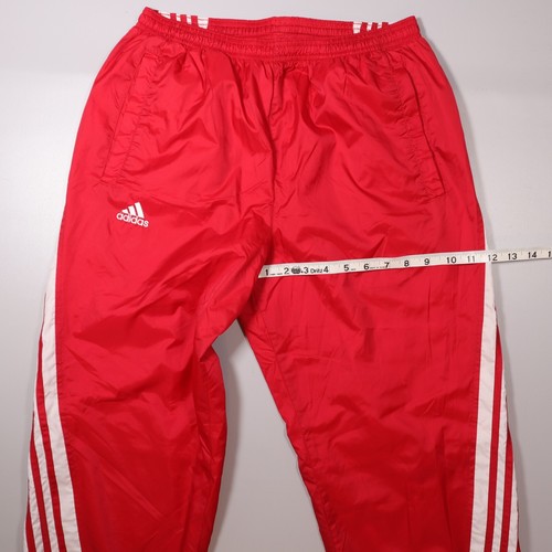 Y2K Adidas Nylon Track Pants Red Baggy Loose Windbreaker Lined Mens Small S - Picture 10 of 10