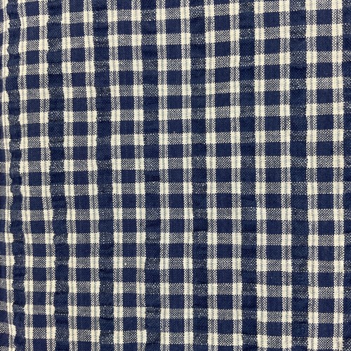 Vintage blau Gingham Seersucker Baumwollstoff 64” L x 43,5” B