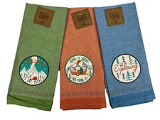 Design Imports DII Camping Adventure Exploring Embellished Dishtowel Set of 3