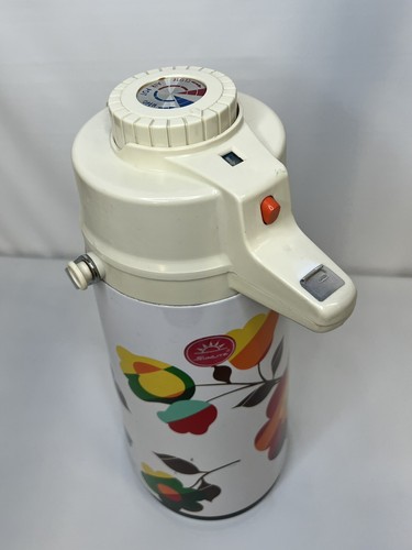 Rainbow Floral 70s Vintage Retro Coffee Carafe Airpot Insulated Pump Dispenser - Picture 2 of 9