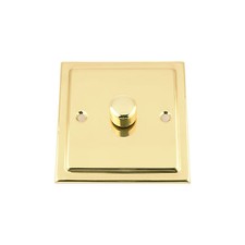 10A 2 Way Push On/Off 400W (Max) Dimmer Light Switch in Polished Brass VICTORIAN
