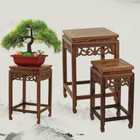 Wood Fishbowl Bonsai Vase Rack Plant Flower Stand Stone Base Home Decoration