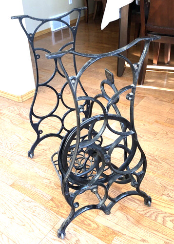 Antique Gothic RELIANCE Industrial Treadle Base Cast Iron Legs Steampunk Table