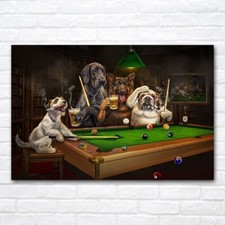 Quadro su tela arte da parete cani che giocano biliardo divertente poster stampa murale