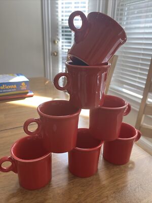 Fiesta HLC Scarlet Ring Handle Coffee Mug 7pc Set 2004-current  10oz