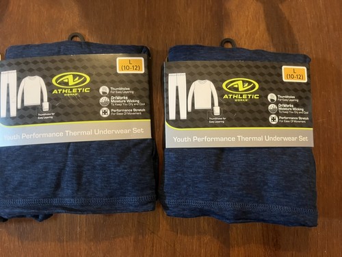 3x Athletic Works Boys Youth Performance Thermal Underwear Set Large 10-12 Blue - Picture 3 of 6