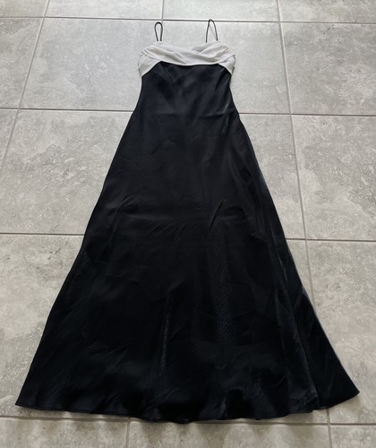 Maxi abito Betsy Adam vintage anni 90 nero raso chiffon tg 4 abito formale nero fata - Foto 13 di 22