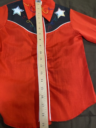 Vtg Child’s Red Cowboy Button Up Shirt Size 6X Embroidered Pearl Snap Sears - Picture 11 of 13
