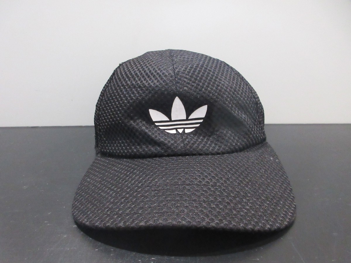 Adidas Hat Cap Strap Back Black White Trefoil Logo Running Runner - Main Image
