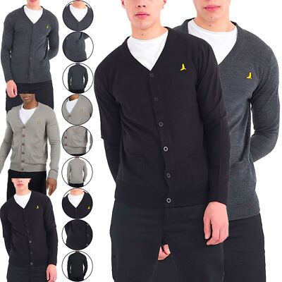 Brave Soul Mens Cardigan Knitted V Neck Buttoned Lightweight
