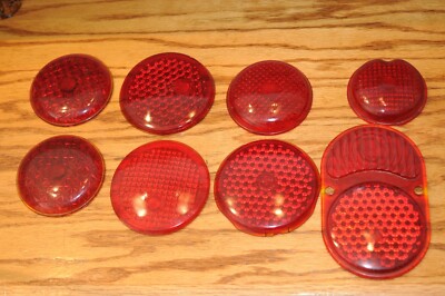 8 K-D Lamp Co Triflex Telite Rear Reflector Glass Tail Light Lenses New Old Stoc