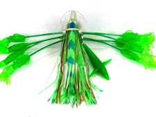 Squidnation Flippy Floppy Trolling 9" Mauler Squids Chain LONG TAIL - LUMO GREEN