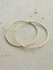 Real 18K Yellow Gold Filled Tarnish-Free 40mm/1.57" Medium Endless Hoop Earrings