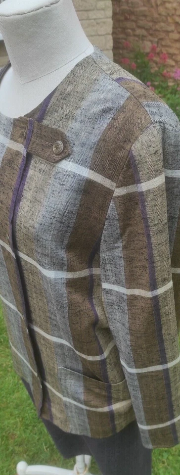 GIVENCHY Vintage Women's 2 Piece Silk Blend Check Skirt Suit Size 16 UK 44 EU — 第 2/4 张图片