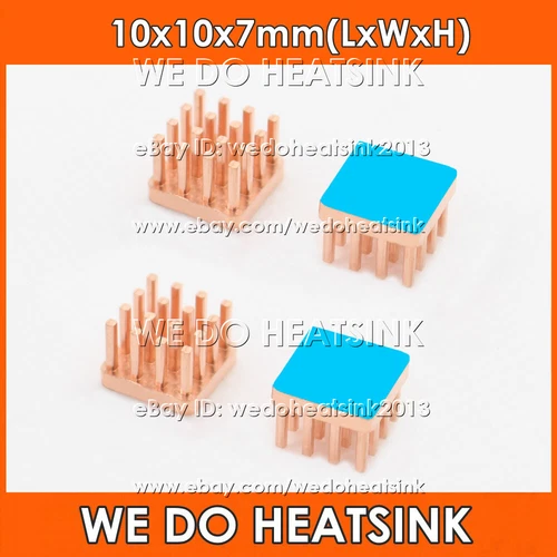 Pure Copper 10x10x7mm Pin Fins Square Copper Heatsink Radiator Cooler For VGA IC