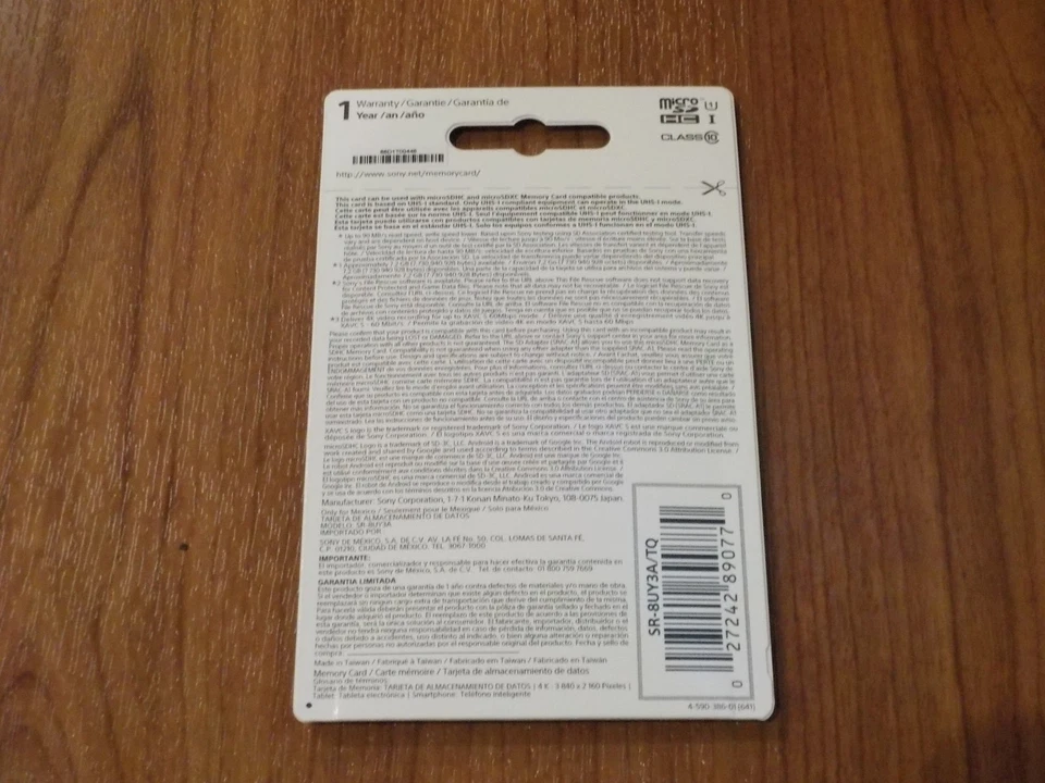 Sony 8GB UHS-I 1 microSDHC 90 MB/s Class 10 SR-8UY3A SR-8UY3A/TQ - 027242890770 - Image 2 of 2