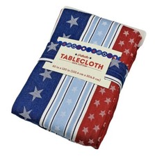 Americana Patriotic Stars Stripes Cotton FABRIC Tablecloth ASST SIZES July 4th