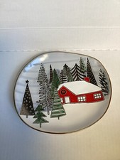 Eli+Ana Spectrum ELK RIDGE Christmas Tree Cabin Salad Plate