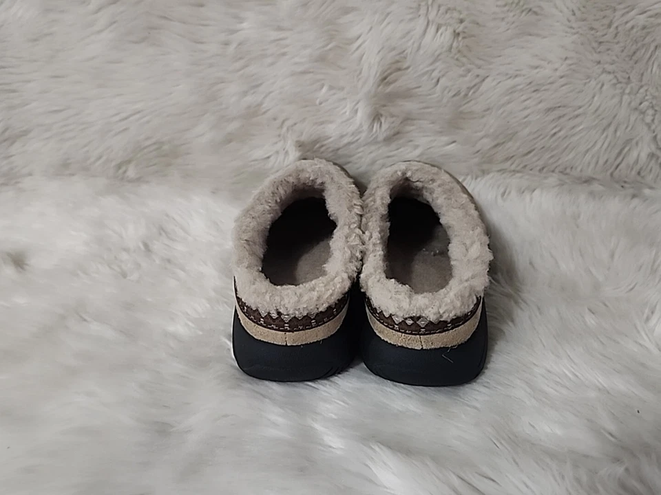 Mules sin cordones Merrell Kids talla 9 Primo Chill Slides de cuero tostado forrados de piel Foto 4 de 4
