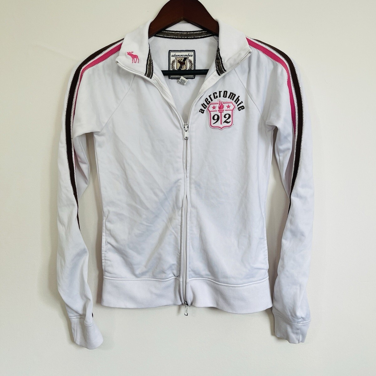 Rare Abercrombie & Fitch Vintage Y2K Full Zip White & Pink Rare Abercrombie & Fitch Vintage Y2K Full Zip White & Pink