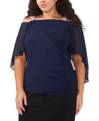 MSK Plus Size Rhinestone-Embellish Jbs Navy 1X