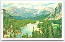 Vintage Postcard Canadian Rockies Bow Valley Aerial View Posted 1964