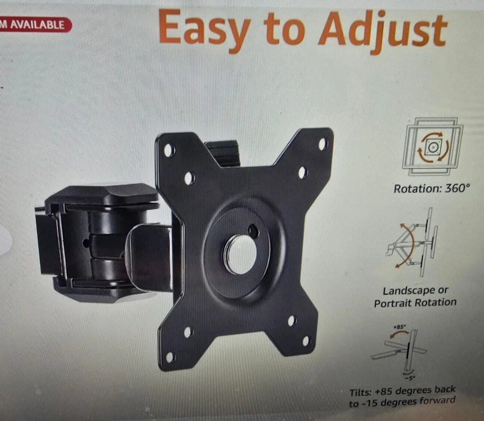 Amazon Basics Single Computer Monitor Stand Height Adjustable Desk Arm Mount Ope - Image 3 of 4