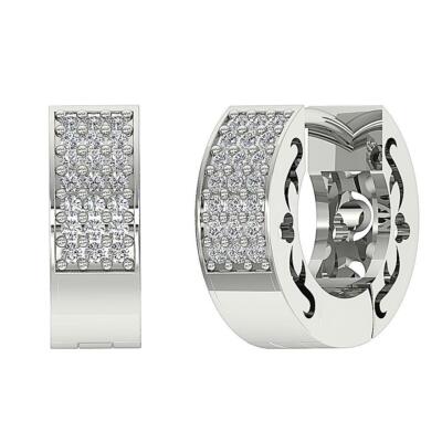 Reifen Huggies Ohrringe Pflasterstein Set runder Diamant VS1 E 0,30ct 14K massivgold