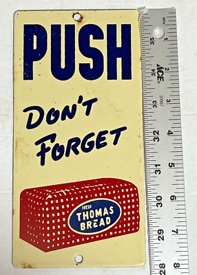 Vintage 1950's Thomas Bread Screen Door Push Advertisement 