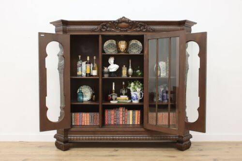 Renaissance Antique Oak Office Library Bookcase Sculptures #54006 - Picture 4 of 15