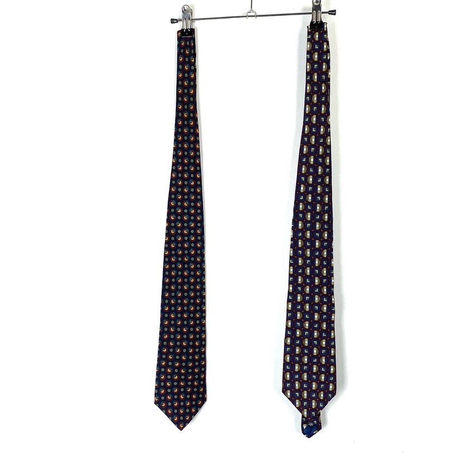 Liberty of London Mens 100 Silk Geometric Ties USA Blue Red Tan LOT OF