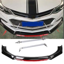 Glossy Black Front Bumper Lip Splitter + Strut Rods For Chevy Camaro Sonic Cruze